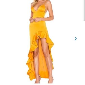 Lovers + Friends Golden Yellow High-Low Ruffle Dress